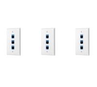 Giwnhvx 3 paquetes de 3 puertos Ethernet Wall Plate, RJ45 Wall Plate con RJ45 Inline Coupler Insert, Cat6 Jack Wall Plate