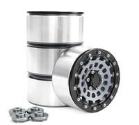 Giwnhvx 4 piezas de aleación de aluminio de 2.6 pulgadas Beadlock con combinador de 17 mm y 12 mm, piezas de actualización de coche RC Crawler, color titanio