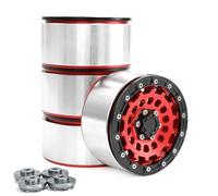 Giwnhvx 4 piezas de aleación de aluminio de 2.6 pulgadas Beadlock con combinador de 17 mm y 12 mm, piezas de actualización de coche RC Crawler, color rojo