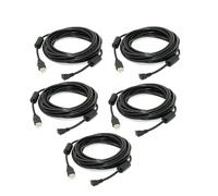 Giwnhvx 5 cables de datos mini USB tipo B macho de 5 pines en ángulo recto de 90 grados a USB 2.0 macho con núcleo de ferrita, 5 metros