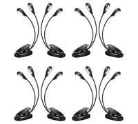 Giwnhvx 8 unidades soporte de música luz clip en LED libro luces de doble brazo Lámparas de lectura para libros de cama clip ajustable de 360 grados