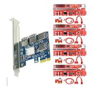 Giwnhvx Adaptador de 1 una 4 PCI-E una PCI-E 1X una 16X USB 3.0 Extensor PCIE con Ver V013 Pro Mining Tarjeta Vertical Especial para GPU Video
