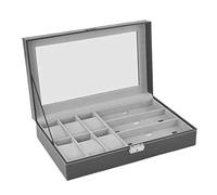 Giwnhvx Caja de Almacenamiento de Gafas Caja de ExposicióN de Cubierta Transparente de SintéTico con 6 Rejillas y 3 Gafas de Almacenamiento