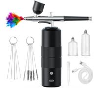 Giwnhvx Kit de aerógrafo con compresor de alta presión con boquilla de 0,3 mm para uñas, maquillaje fácil de instalar, fácil de usar, color negro