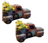 Giwnhvx Macetas de flores retro de camión roto, flores y plantas, adornos artesanales de resina suculenta