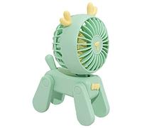 Giwnhvx Mini ventiladores de decoración de escritorio, con diseño de ciervo para mascotas, recargables, USB, pequeño, eléctrico, para estudiantes, dormitorio, color verde