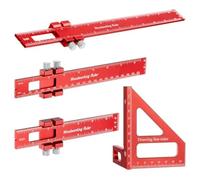 Giwnhvx Regla de carpintero 4 piezas Regla de medición multiángulo 3D 45/90 grados transportador cuadrado para la carpintería de aleación de aluminio