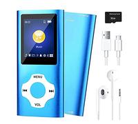 Giwnhvx Reproductor de música MP3 con Bluetooth 5.0, reproductor de música portátil de alta fidelidad, visor de video/fotos para niños (azul)