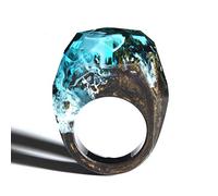 Giwotu Anillo de resina de madera con diseño de alma del bosque epoxi hecho a mano, secreto del mundo mágico en un pequeño paisaje, Madera, madera, epoxi, plástico, resina
