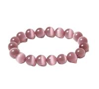 Gixaxak Pulsera de piedras preciosas naturales de cristal morado para mujer, pulseras de piedra de ojo de gato, piedras preciosas naturales, cuentas redondas, pulsera elástica de cristal morado
