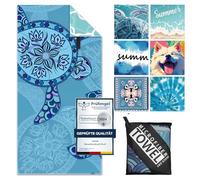 Giyim Toalla de playa grande, 180 x 100 cm, toalla de playa de microfibra con bolsa, absorbente y de secado rápido, toalla de playa suave y ligera para playa, natación (tortugas)