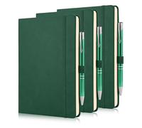Giyofom Bloc de notas y bolígrafo, cuaderno A5, paquete de 3 cuadernos de diario de 160 páginas, 80 g/m², bloc de notas de tapa dura con 3 bolígrafos, páginas a rayas y lazo para bolígrafo, cuaderno