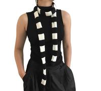 GIYXHU 1Pcs Striped Scarf Long Knitted Scarves Street Neck Winter Autumn Harajuku Warm Neckerchief para Llevar A Diario(WHITE)