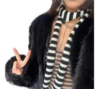 GIYXHU 1Pcs Striped Scarf Long Knitted Scarves Street Neck Winter Autumn Harajuku Warm Neckerchief para Llevar A Diario(Black)
