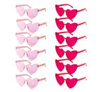 GIYXHU 6/8/10/12 Uds. Gafas de sol for boda, despedida soltera, gafas corazón rosa y rojo, decoraciones for dama honor Para Fiestas(12pcs mix)