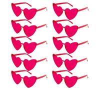 GIYXHU 6/8/10/12 Uds. Gafas de sol for boda, despedida soltera, gafas corazón rosa y rojo, decoraciones for dama honor Para Fiestas(10pcs red)