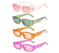 GIYXHU 8 Uds./2 juegos de gafas sol con montura rectangular for mujeres y hombres, Vintage for exteriores Para Fiestas(Color 6)