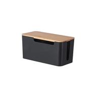 GIYXHU Caja de gestión de Cables con Tapa de Madera for Cable de extensión, Protector contra sobretensiones, Corrector de Cables, Organizador, Cubierta Oculta(Black S)