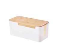 GIYXHU Caja de gestión de Cables con Tapa de Madera for Cable de extensión, Protector contra sobretensiones, Corrector de Cables, Organizador, Cubierta Oculta(White L)