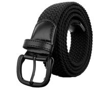 GIYXHU Cinturón De Hombre Cinturón de 2 uds, cinturón talla grande for hombre, Golf trenzado, Reversible, tejido elástico(120cm,Black)