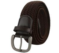 GIYXHU Cinturón De Hombre Cinturón de 2 uds, cinturón talla grande for hombre, Golf trenzado, Reversible, tejido elástico(130cm,Brown)