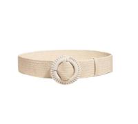 GIYXHU CinturóN Para Mujer Square Buckle Rubber Band Waist Seal Is Suitable For Daily Wear(100cm,Beige)