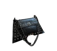 GIYXHU Rivet Bolsa Crossbody Bolso bandolera vintage con remaches: piel impermeable, correa ajustable, color liso cierre de boquilla(Black)