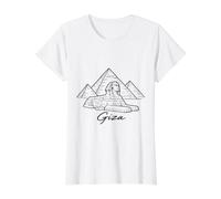Giza Egipto Pirámides Esfinge Antiguo Faraón Egipcio Historia Camiseta gráfica económica, Mujer, Blanco, L