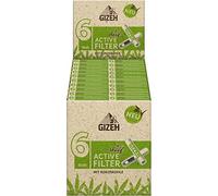 Gizeh 19685 Active Slim - Cáñamo orgánico y hierba (6 mm, con carbón de coco, 20 cajas de 10 filtros, papel)