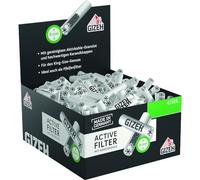 Gizeh 20703 Active Filter-8 mm - Filtro de carbón activo con tapa de cerámica, 1 caja con 200 filtros, 200 unidades, papel