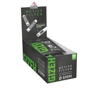 GIZEH Black Active Filter - Filtro de carbón activo fino de 6 mm de diámetro, filtro de carbón activo fino con cáscara de coco activado, filtro de 27 mm de longitud, 10 bolsas de 50 filtros