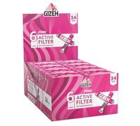 GIZEH PINK Active Filter - Filtro de carbón activo fino de 6 mm de diámetro, filtro de carbón activo fino con carbón activo de cáscara de coco - Filtros con 27 mm de longitud en paquete de 10 unidades