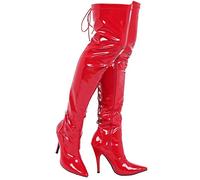 Gizelle Back Lace Up Over The Knee Boots, Bota sobre la Rodilla Mujer, Rojo (Red Patent), 39 EU