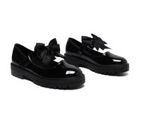 Gizelle® Mary Jane - Zapatos Escolares para niñas con Lazo Desmontable en la Correa, para niños pequeños, cómodos, Antideslizantes, Uniformes, Planos, Reino Unido, Black, 38/38.5 EU