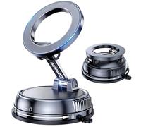 GizmoVine Soporte Móvil Coche Magnético Ventosa Imán Teléfono Salpicadero | Ventosa 35 kg, 22 Imanes N55, Rotación 360°, Base de Nanogel Lavable, Salpicadero y Parabrisas, Para Móviles iPhone y Android