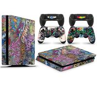 giZmoZ n gadgetZ Calcomanía de Vinilo para Consola PS4 Slim Graffiti + 2 Fundas para Controlador