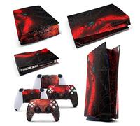 giZmoZ n gadgetZ GNG PS5 - Calcomanía de vinilo de caoba para consola de disco, diseño de araña y 2 fundas de controlador