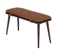 GIZNXBA Banco Otomana Reposapies para Dormitorio con Asiento Acolchado Taburete Tapizado para La Entrada Reposapiés De Cuero para Tocador Y Piano con Patas De Madera(Bruin)