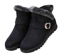 GIZNXBA Botas De Nieve Mujer Cómodos Botines De Invierno para Mujer Caliente Al Aire Libre Botas De Tobillo Antideslizante Bota Corta De Algodón Impermeable(/Black,EUR 42)