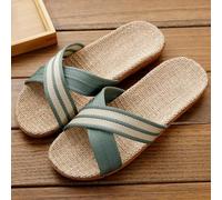 GIZNXBA Chanclas De Estar por Casa Zapatillas De Casa De Lino con Puntera Abierta Sandalia para Mujer Zapatillas De Piscina Playa Interior Exterior(/Green,EUR 37-38)