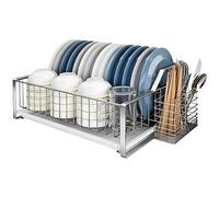GIZNXBA Escurreplatos Acero Inoxidable Cocina, Escurre Platos Armarios con Bandeja De Goteo Extraíble, Escurridor De Platos para Fregadero para La Encimera De La Cocina (Color : /Silver B)