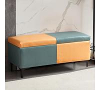 GIZNXBA Otomana con Almacenaje Taburete De Pie Rectangular Otomana Tapizada para La Entrada Banco Al Final De La Cama con Patas De Metal para La Sala De Estar Sofá(/Green A,40cm)