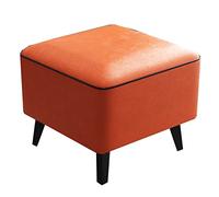 GIZNXBA Otomana Reposapies Rectangular Taburete Tapizado De Cuero para Sofá Moderno Reposapiés Rectangular con Patas De Acero Al Carbono Pequeño Taburete Otomana para Salón(/Orange,40cm)