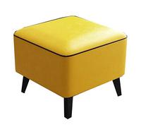 GIZNXBA Otomana Reposapies Rectangular Taburete Tapizado De Cuero para Sofá Moderno Reposapiés Rectangular con Patas De Acero Al Carbono Pequeño Taburete Otomana para Salón(/Yellow,30 cm)