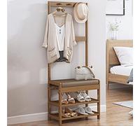 GIZNXBA Perchero con Banco Recibidor, Perchero De Entrada 3 En 1, Perchero De Pie Madera Rustico con Ganchos, Perchero Independiente para Abrigos, Bufandas, Sombreros (Color : Brown, Size : 50cm)