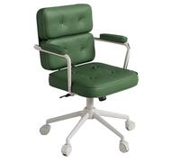 GIZNXBA Silla De Escritorio De Cuero Silla De Oficina Ergonomica Sillas Ejecutiva Basculante para Ordenador Y Videojuegos Sillas De Trabajo De Cuero con Reposabrazos para Dormitorio(Groen,C)
