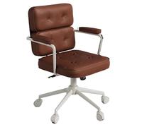 GIZNXBA Silla De Escritorio De Cuero Silla De Oficina Ergonomica Sillas Ejecutiva Basculante para Ordenador Y Videojuegos Sillas De Trabajo De Cuero con Reposabrazos para Dormitorio(Bruin,C)