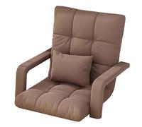 GIZNXBA Silla De Suelo Plegable con Respaldo Silla De Lectura con Reposabrazos, Sillas Suelo Reclinables Ajustables En 6 Posiciones para Leer, Jugar O Meditar(Bruin)