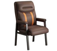 GIZNXBA Sillas De Cuero para Sala De Conferencias con Cojines Gruesos Y Suaves Sillas De Escritorio Home Studry Silla Individual para Ordenador con Estructura Metálica Negra(Bruin)