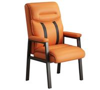 GIZNXBA Sillas De Cuero para Sala De Conferencias con Cojines Gruesos Y Suaves Sillas De Escritorio Home Studry Silla Individual para Ordenador con Estructura Metálica Negra(Orange)